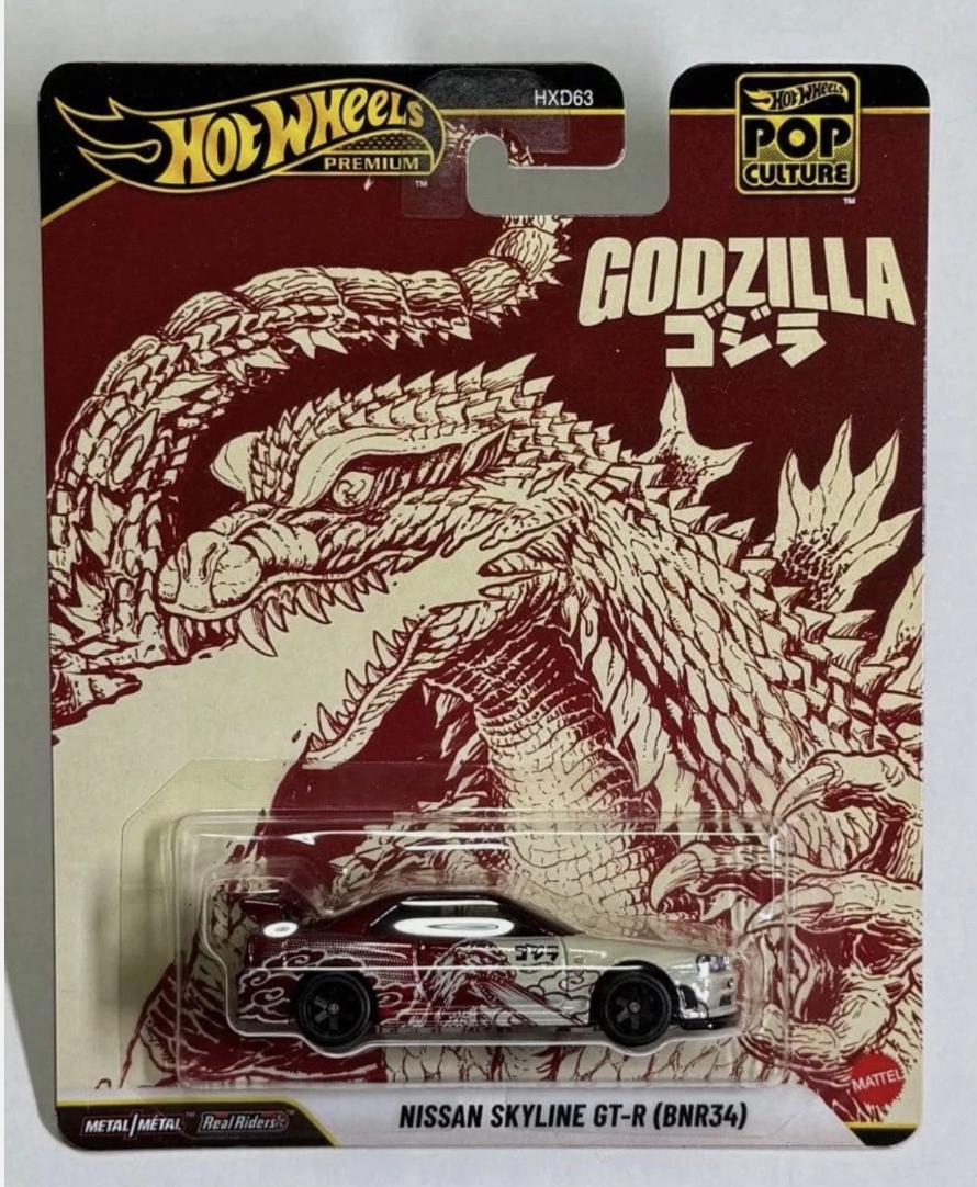 Hot Wheels Premium Pop Culture – Godzilla Nissan Skyline GT-R (BNR34)(Free Card Protector)